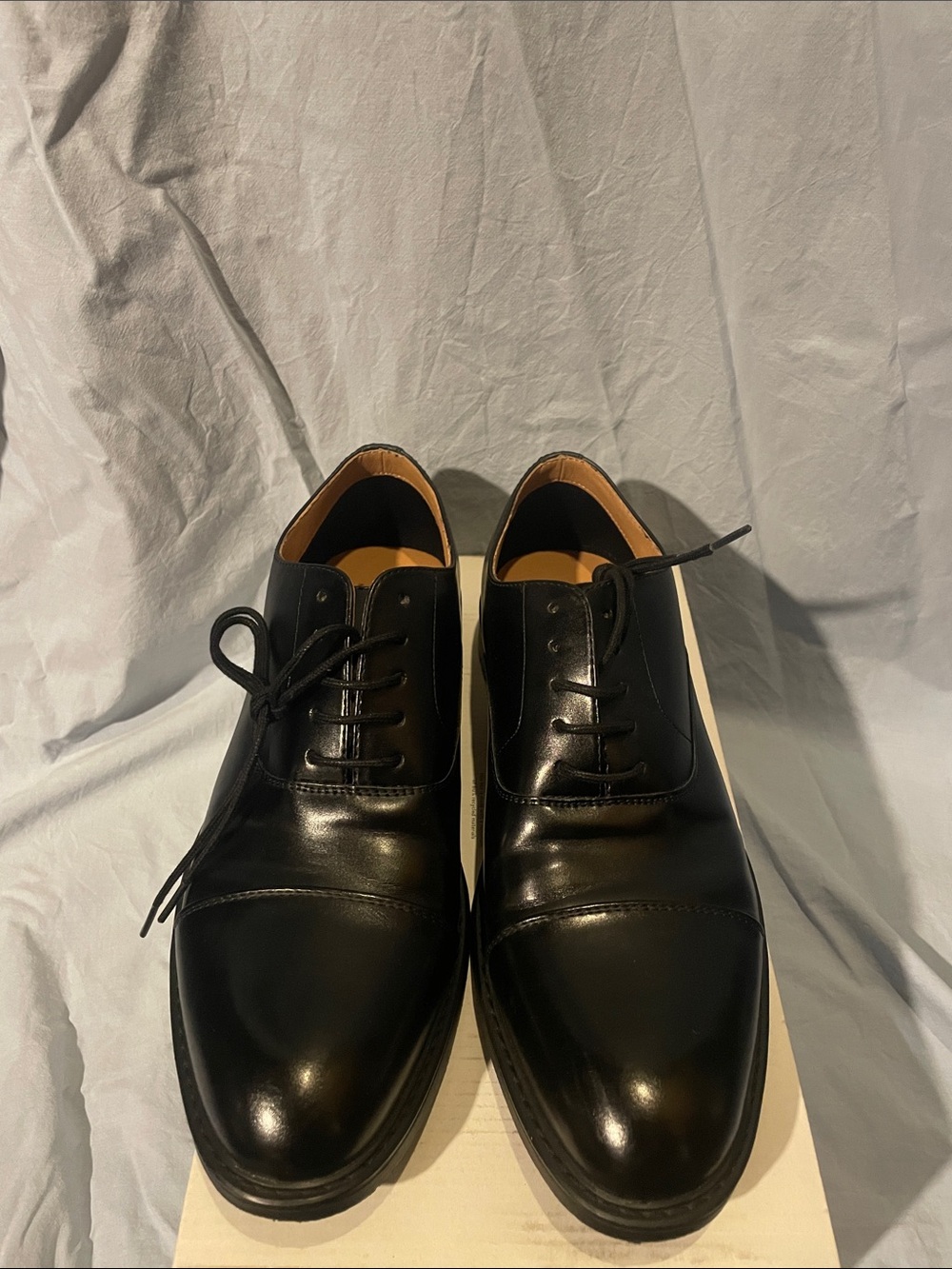 J. Ferrar Dyne Men's Black Leather Oxford Dress Shoes size 10.5